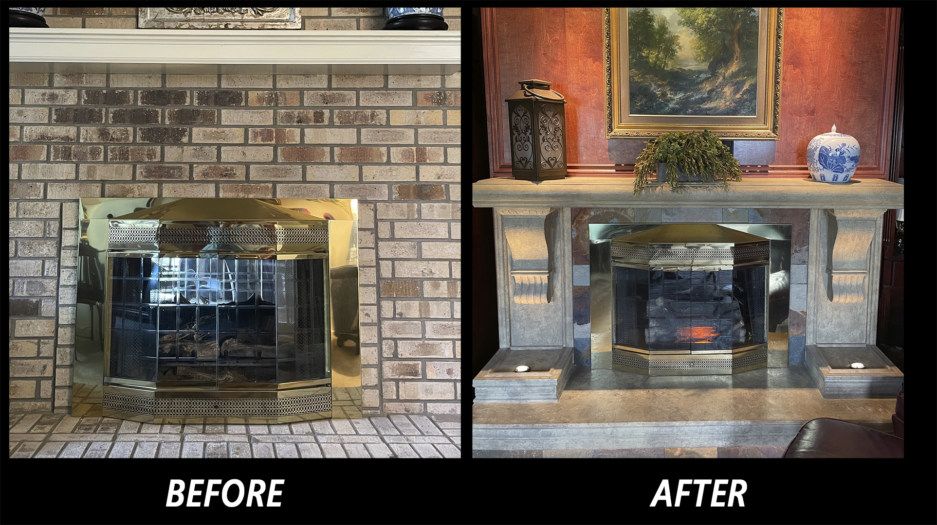 Before and After Fireplace