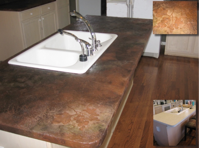 Kitchen countertop island with insets