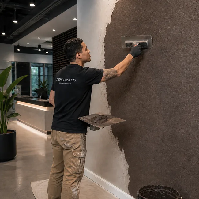 Contractor Installing SpreadRock Wall
